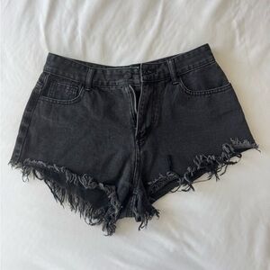 SHEIN Black Flame Jean Shorts
